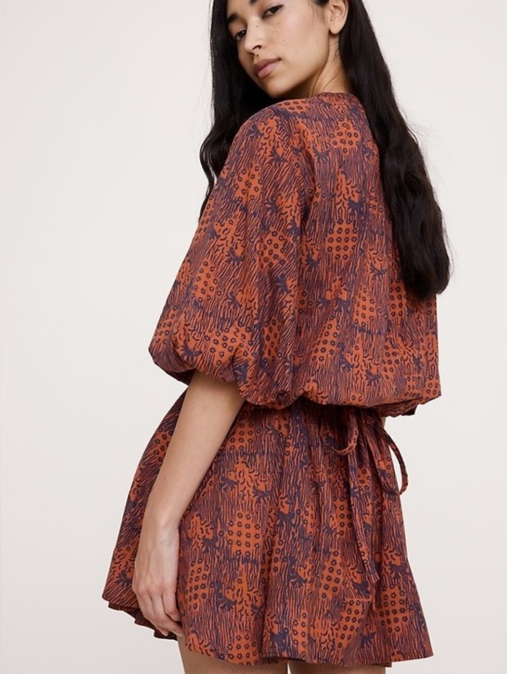NWT Banana Republic Lightweight Cotton Mini Dress Size M In Orange Block Print
